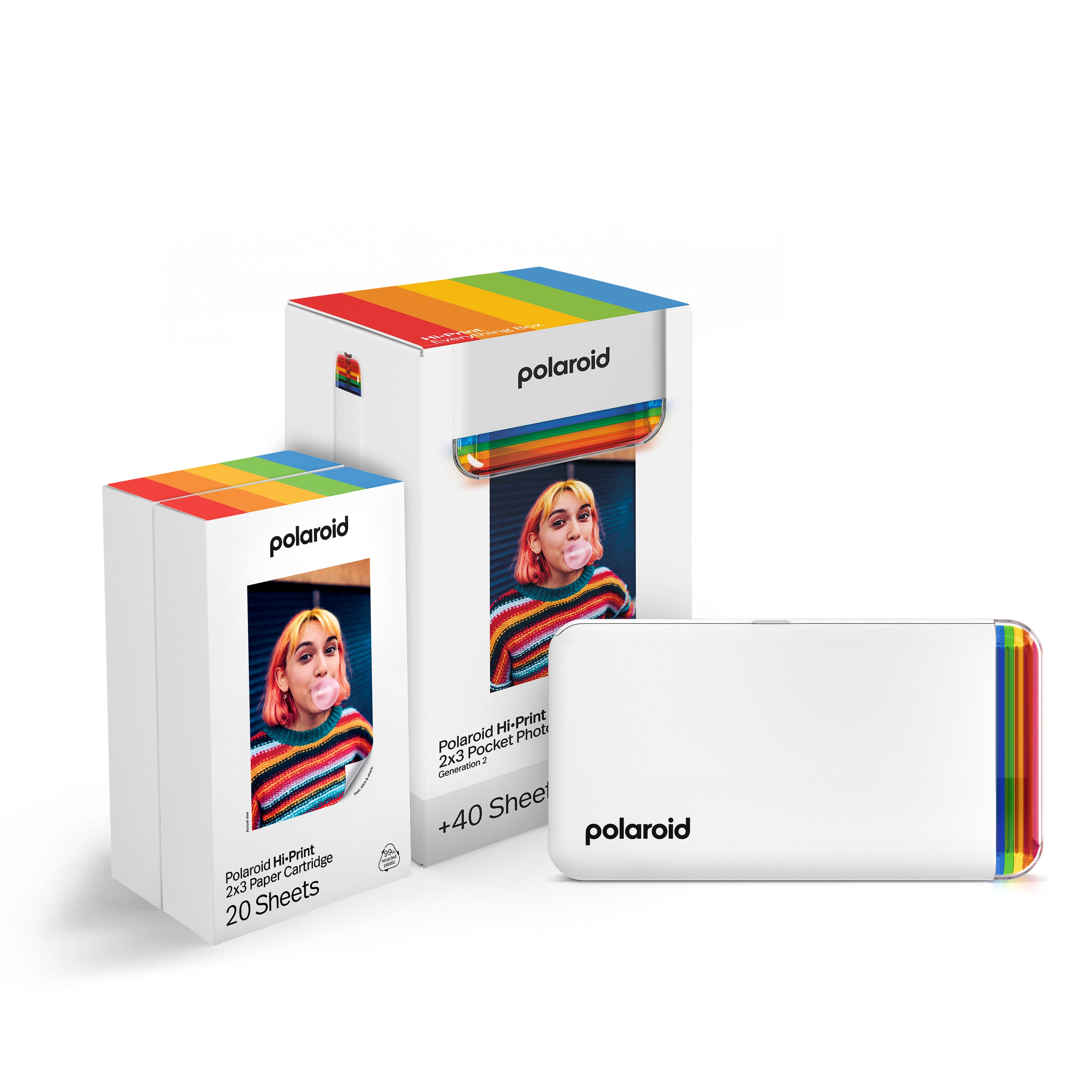 Polaroid Hi Print 2x3 Generation 2 EB Everything Box Weiß Pocket-Drucker mit 40 Blatt #006438