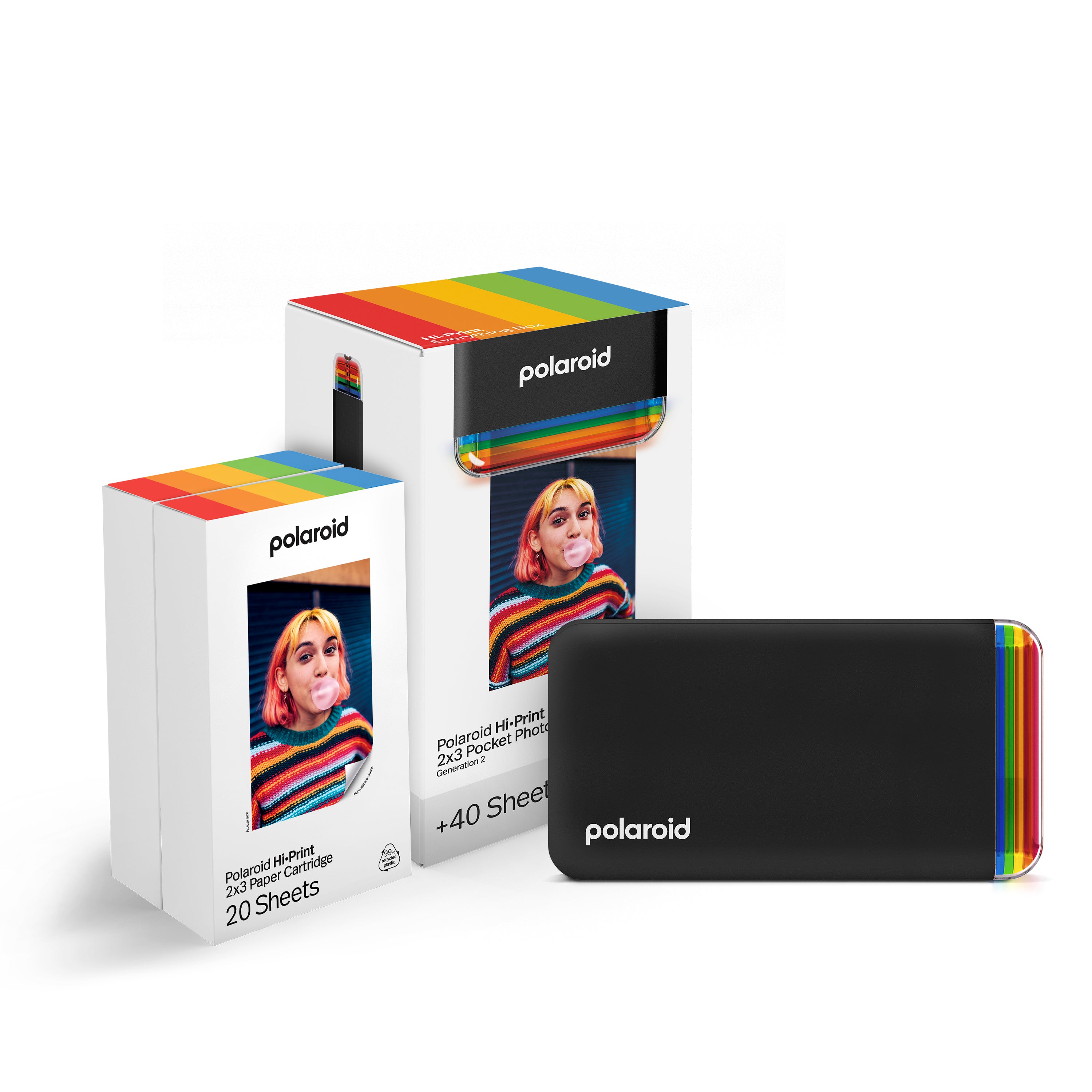 Polaroid Hi Print 2x3 Generation 2 EB Everything Box Schwarzer Pocket-Drucker mit 40 Blatt #006439
