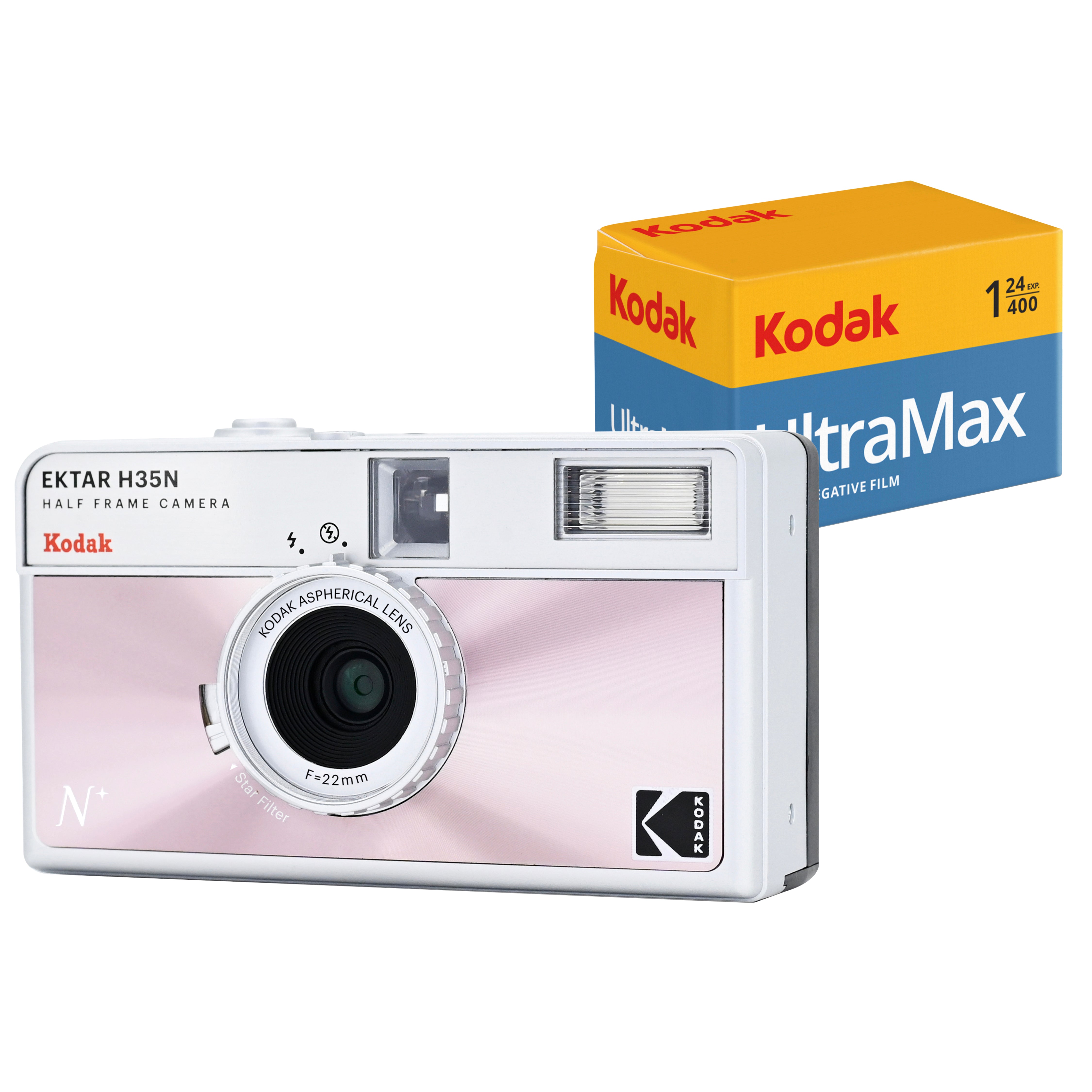 KODAK EKTAR H35N Halbformat-Filmkamera Glazed Pink + Kodak Ultramax 24EXP