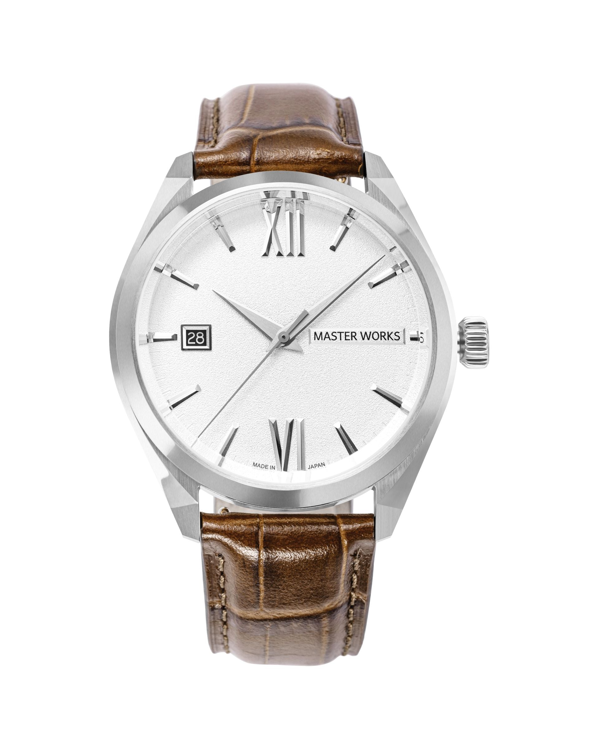 Reloj Automático MW31 - Esfera Plateada de Cuero, Correa Marrón Claro #MW31LSWHLB