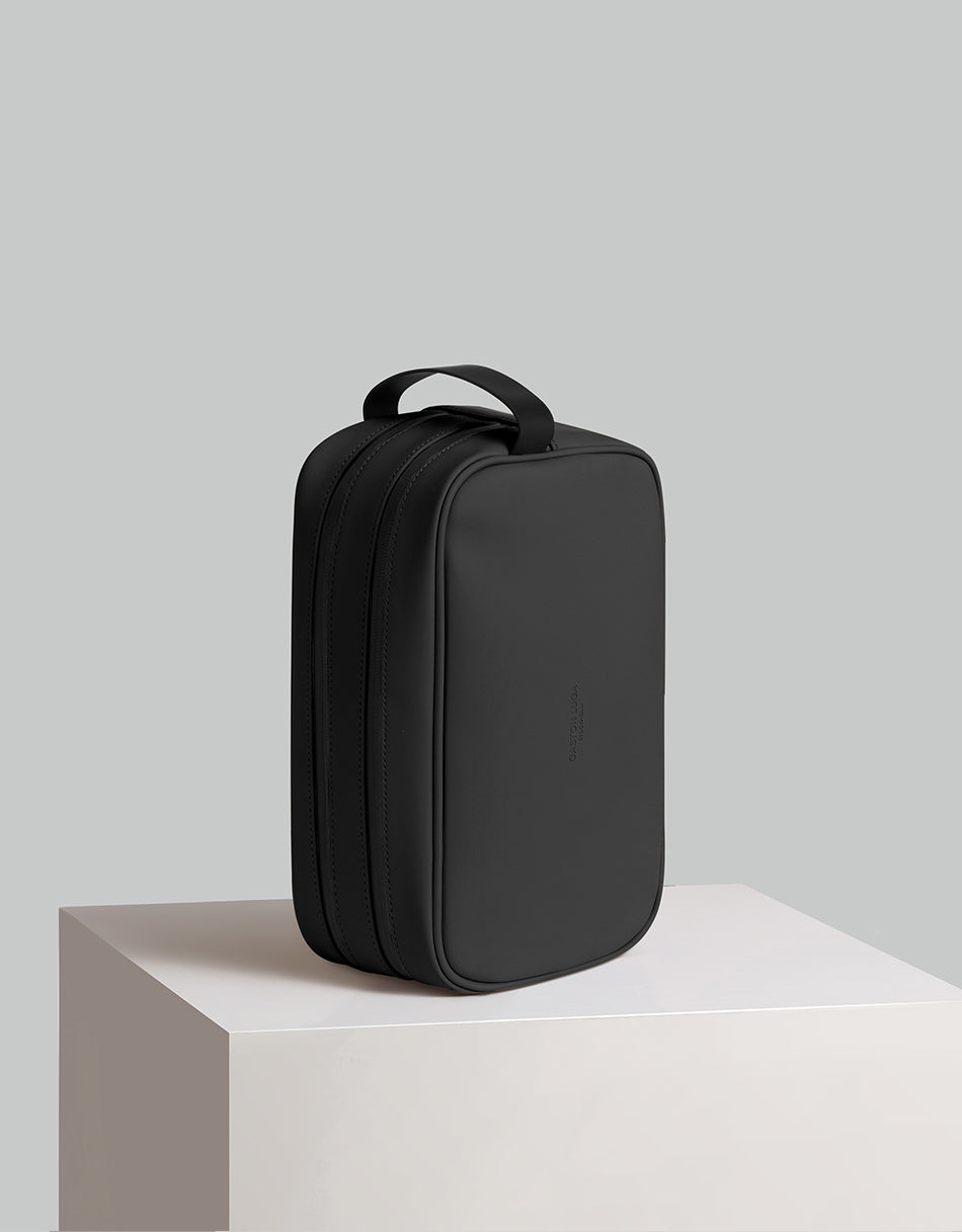 Gaston Luga Splash Doppel-Reißverschluss Kulturbeutel - Schwarz #SPDZTLBK