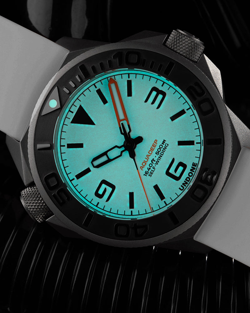 Reloj Automático Undone AquaLume - Goma Blanca #AQD-RBR-WHT