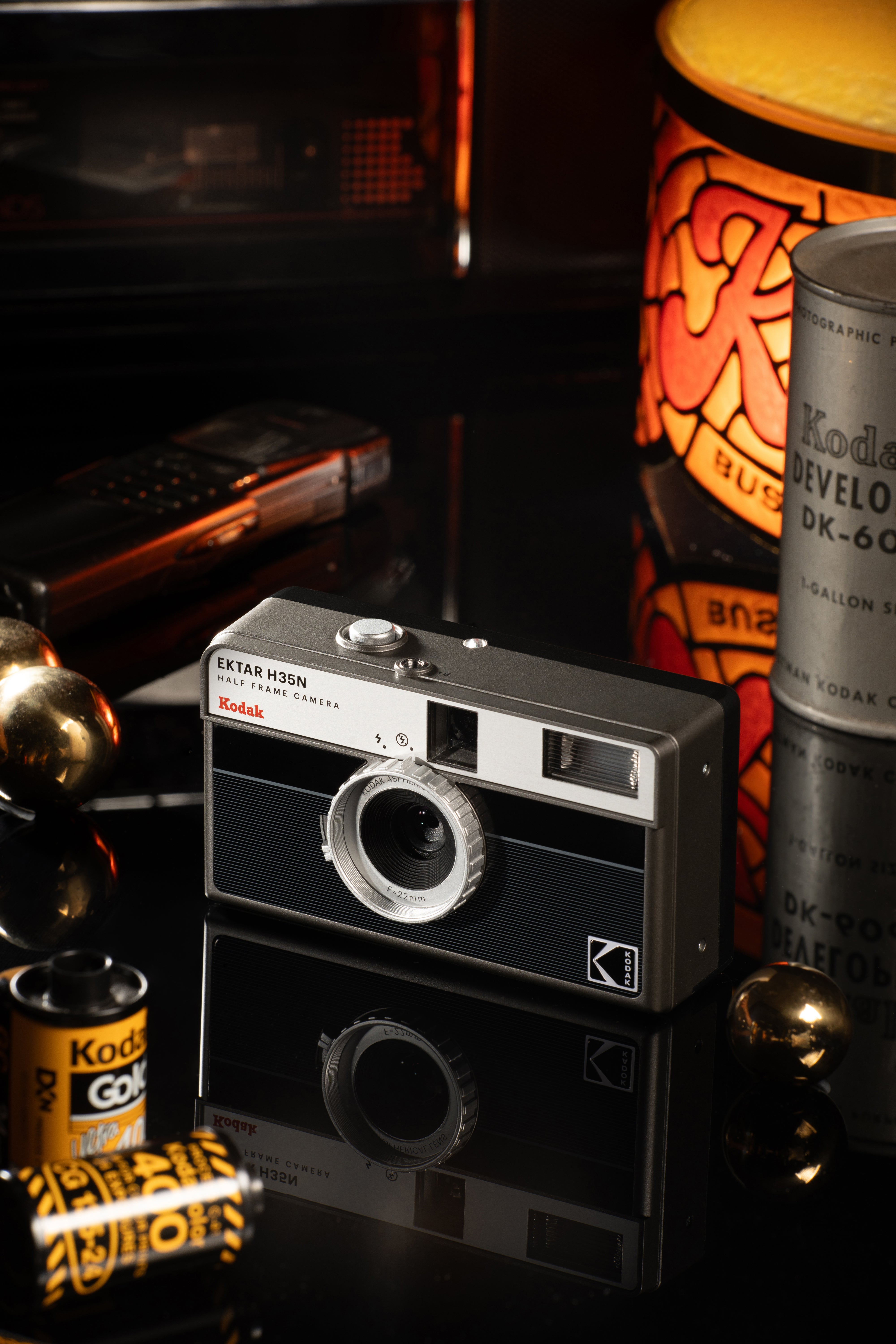 KODAK EKTAR H35N Half Frame Film Camera Striped Black + Kodak Ultramax 24EXP