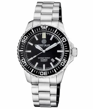 DEEPBLUE Daynight Patriot Bracelet, Black Dial, Blue tubes Watch - BangOn