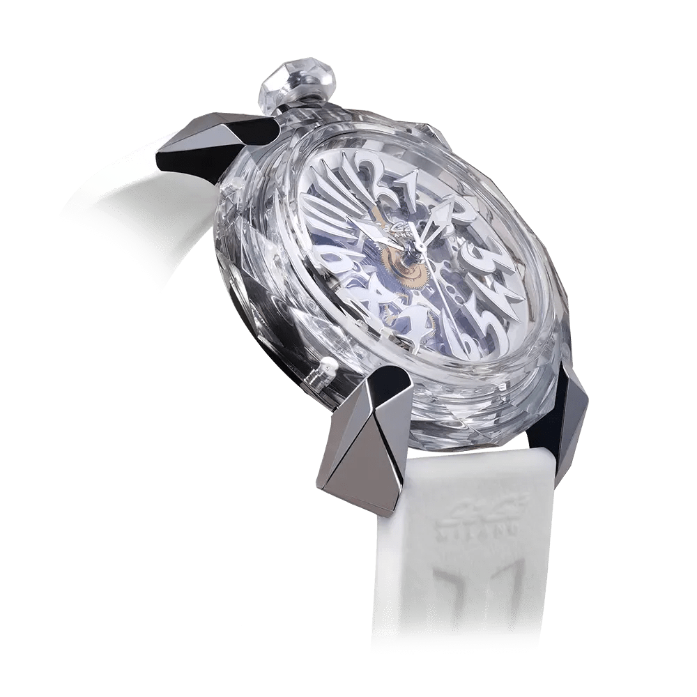 Gaga Milano Crystal 46mm White Watch - BangOn
