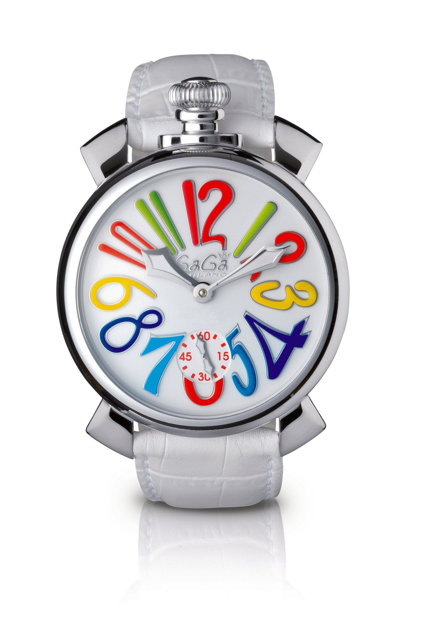 Gaga Milano MANUALE 48MM - STEEL white Watch - BangOn