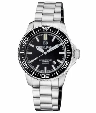 DEEPBLUE Daynight Patriot Bracelet, Black Dial, Blue tubes