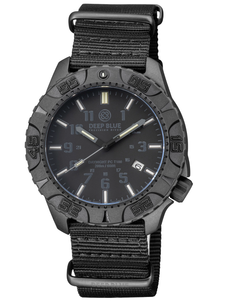 DEEPBLUE Daynight PC. Black Dial, Blue tubes
