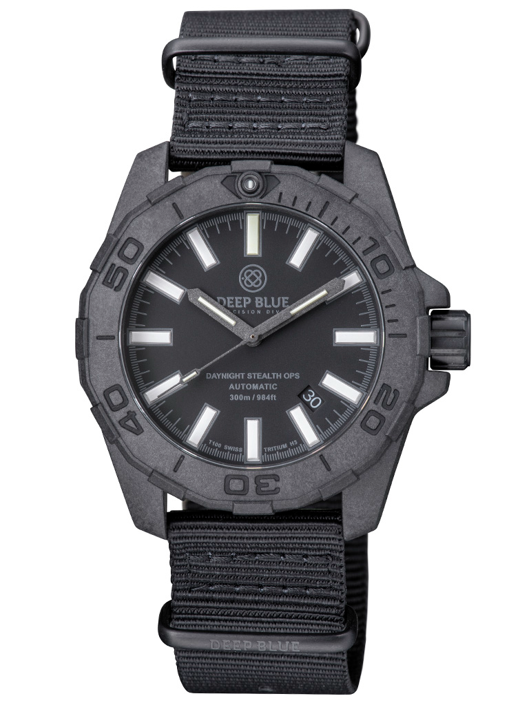 DEEPBLUE Daynight Stealth Ops , Black Dial, Green Tubes
