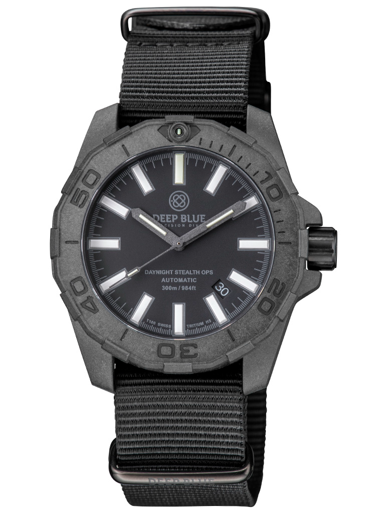 DEEPBLUE Daynight Stealth Ops , Black Dial, Blue Tubes