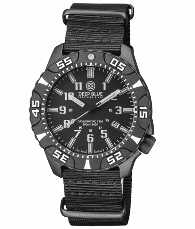 DEEPBLUE Daynight PC. Black/White Dial, Blue tubes