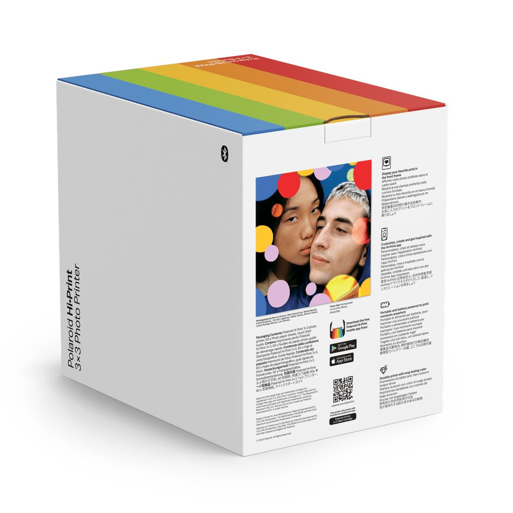 POLAROID Hi Print 3x3 Pocket Photo Printer White + 60 Sheet Bundle 006647 - BangOn