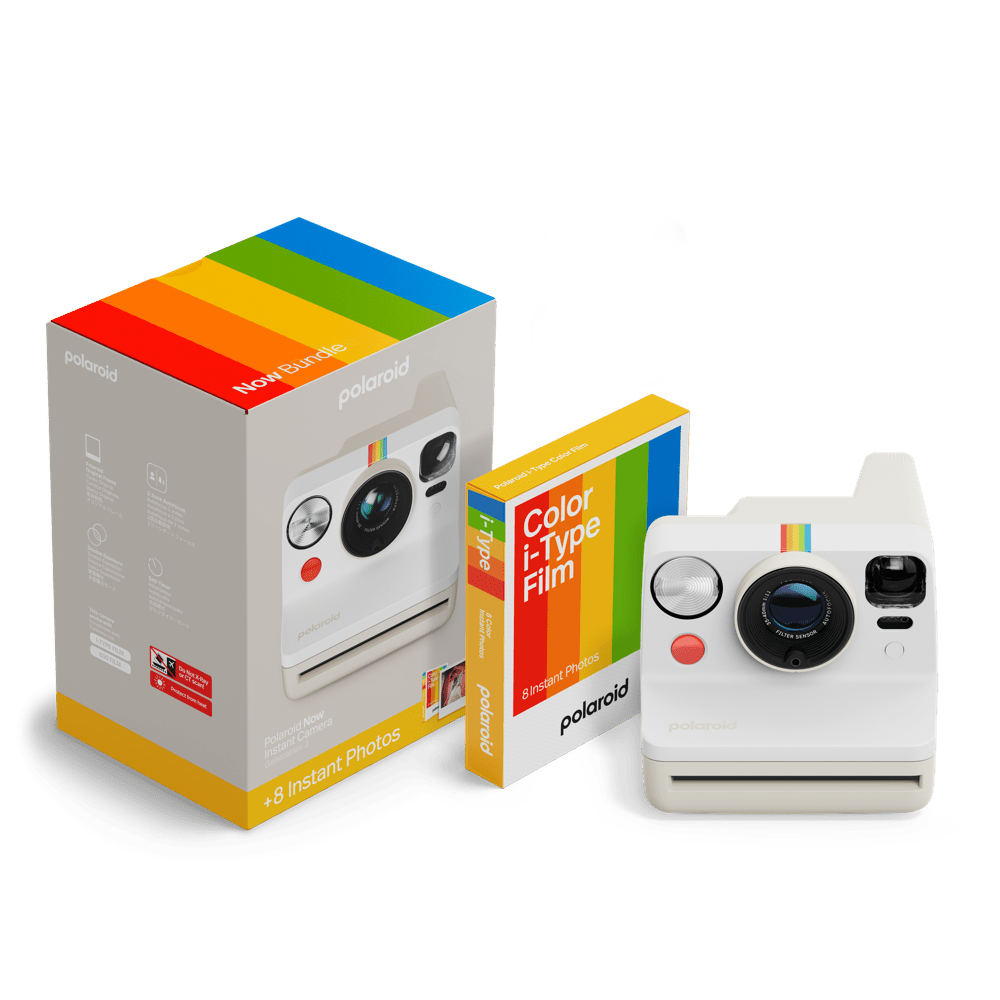 Polaroid Now Generation 3 Starter EB Set - Pebble White Instant Camera - BangOn