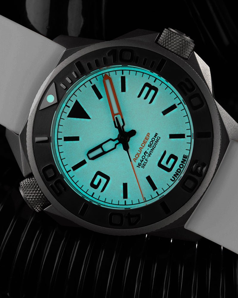Undone AquaLume Automatic Watch - White Rubber - BangOn
