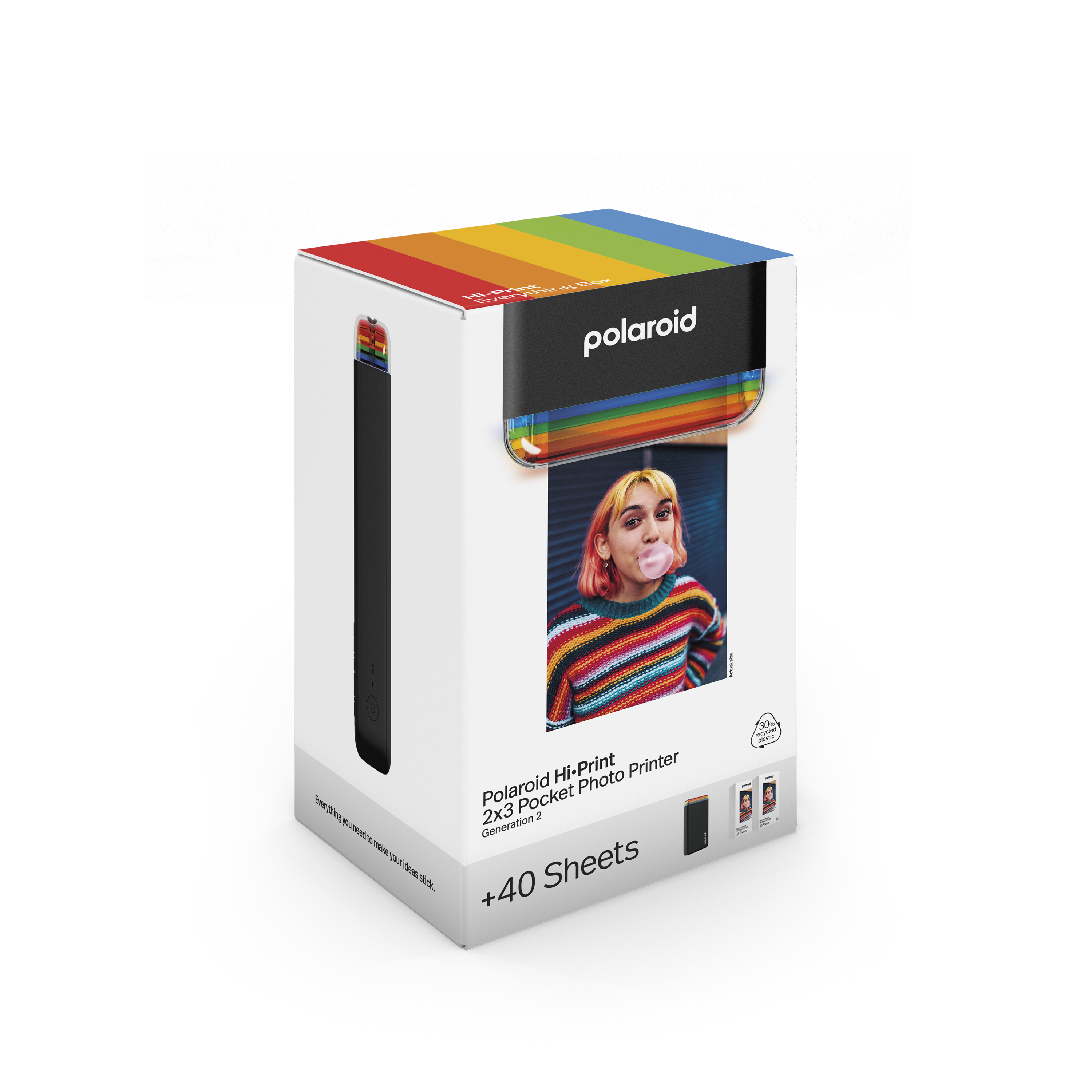 Polaroid Hi Print 2x3 Generation 2 EB Everything Box Schwarzer Pocket-Drucker mit 40 Blatt #006439