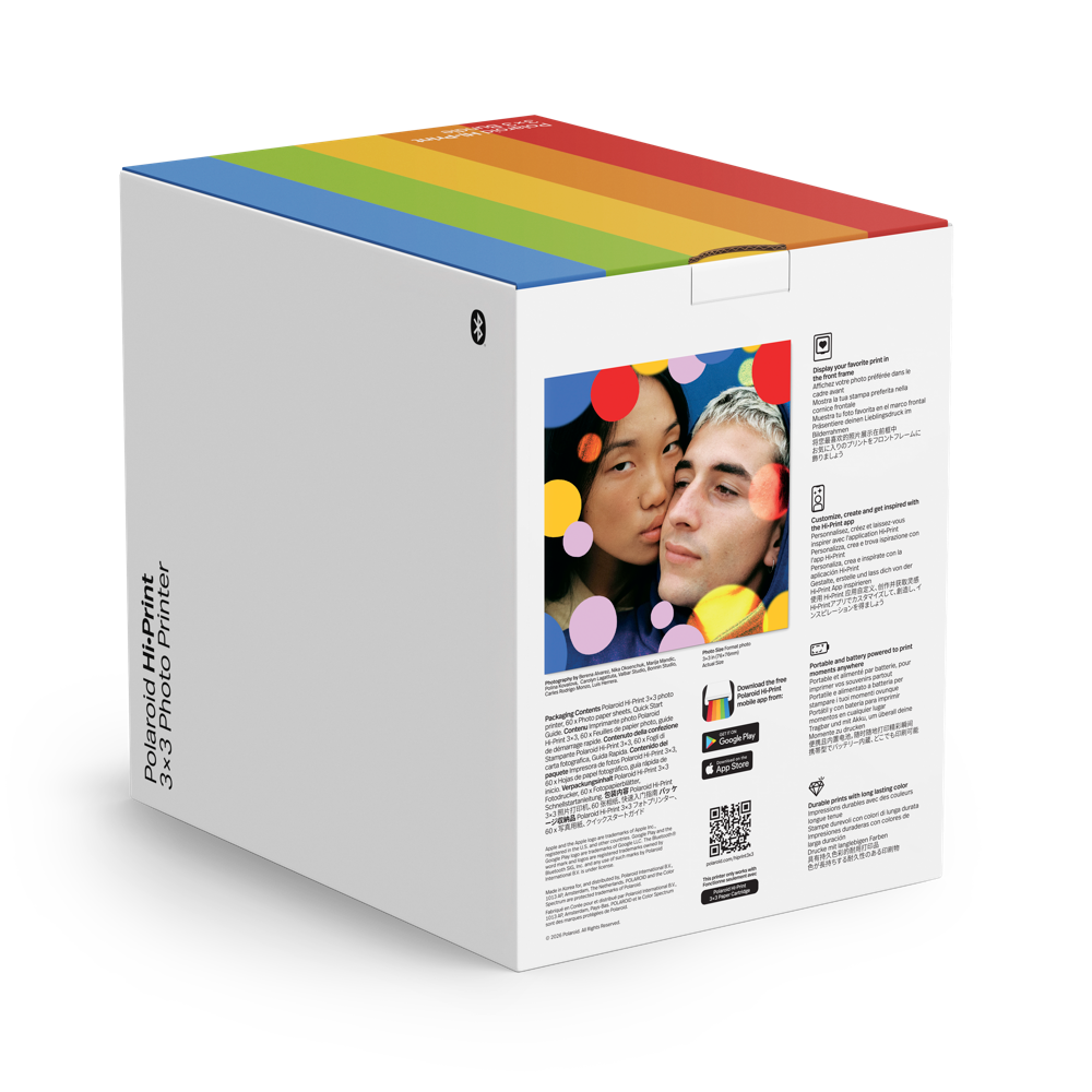 POLAROID Hi Print 3x3 Pocket Photo Printer White + 60 Sheet Bundle #006647