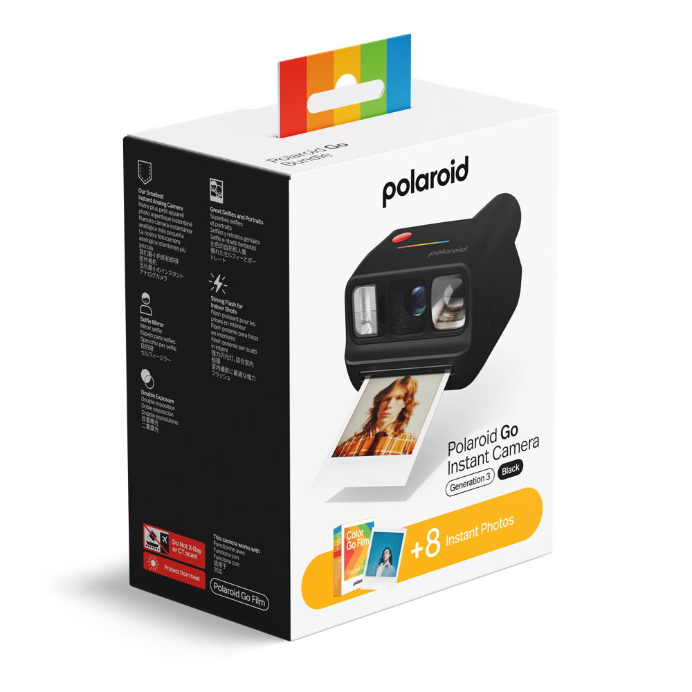 Polaroid Go Gen 3 Black + Color Film Bundle ( 8Photos)