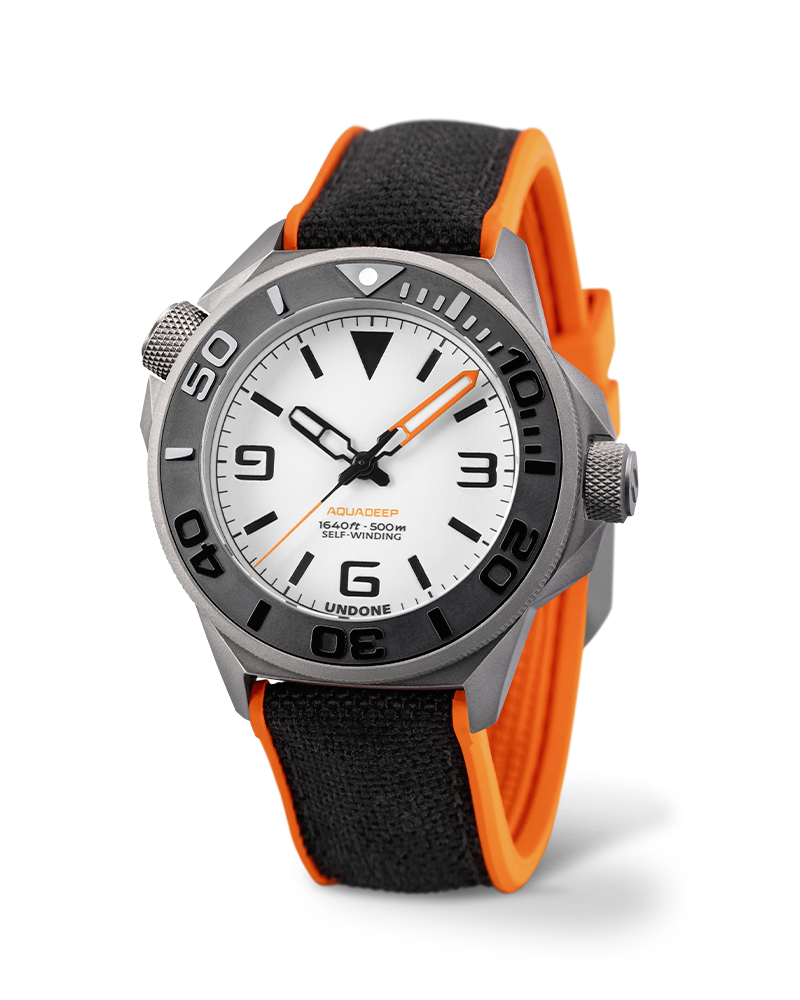 Reloj Automático Undone AquaLume - Correa Naranja y Negra #AQD-369-LME