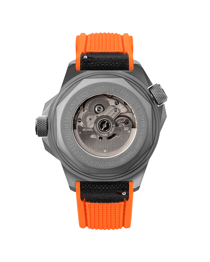 Reloj Automático Undone AquaLume - Correa Naranja y Negra #AQD-369-LME