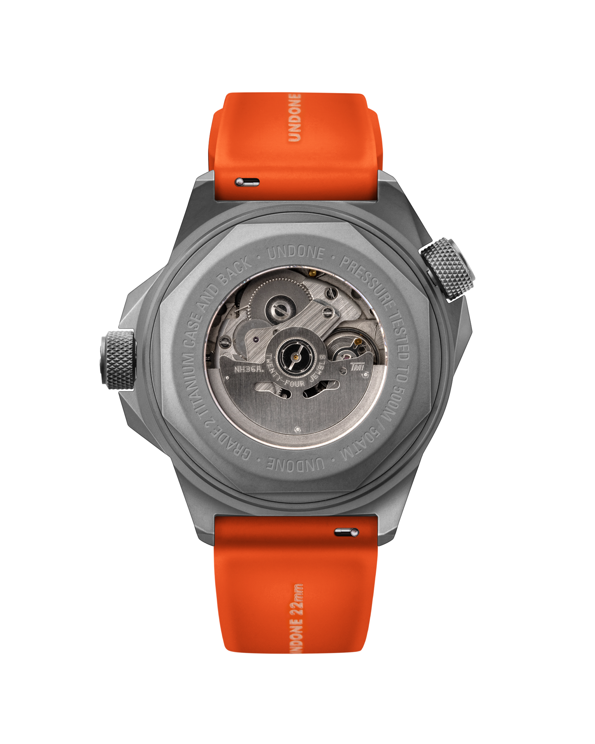 Reloj Automático Undone AquaLume - Goma Naranja #AQD-RBR-ORG