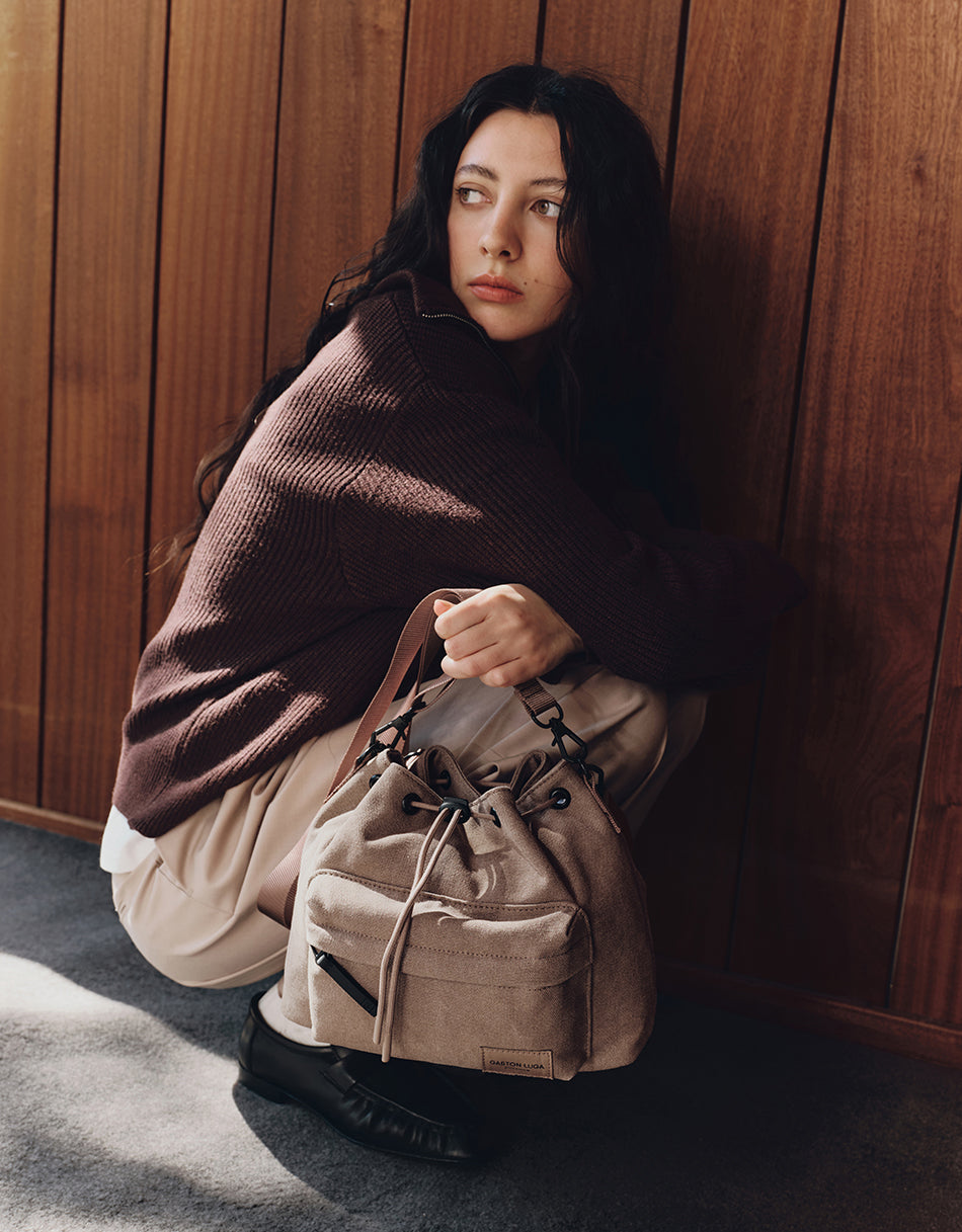 Gaston Luga Spläsh Bucket Crossbody - Weave Dusty Brown