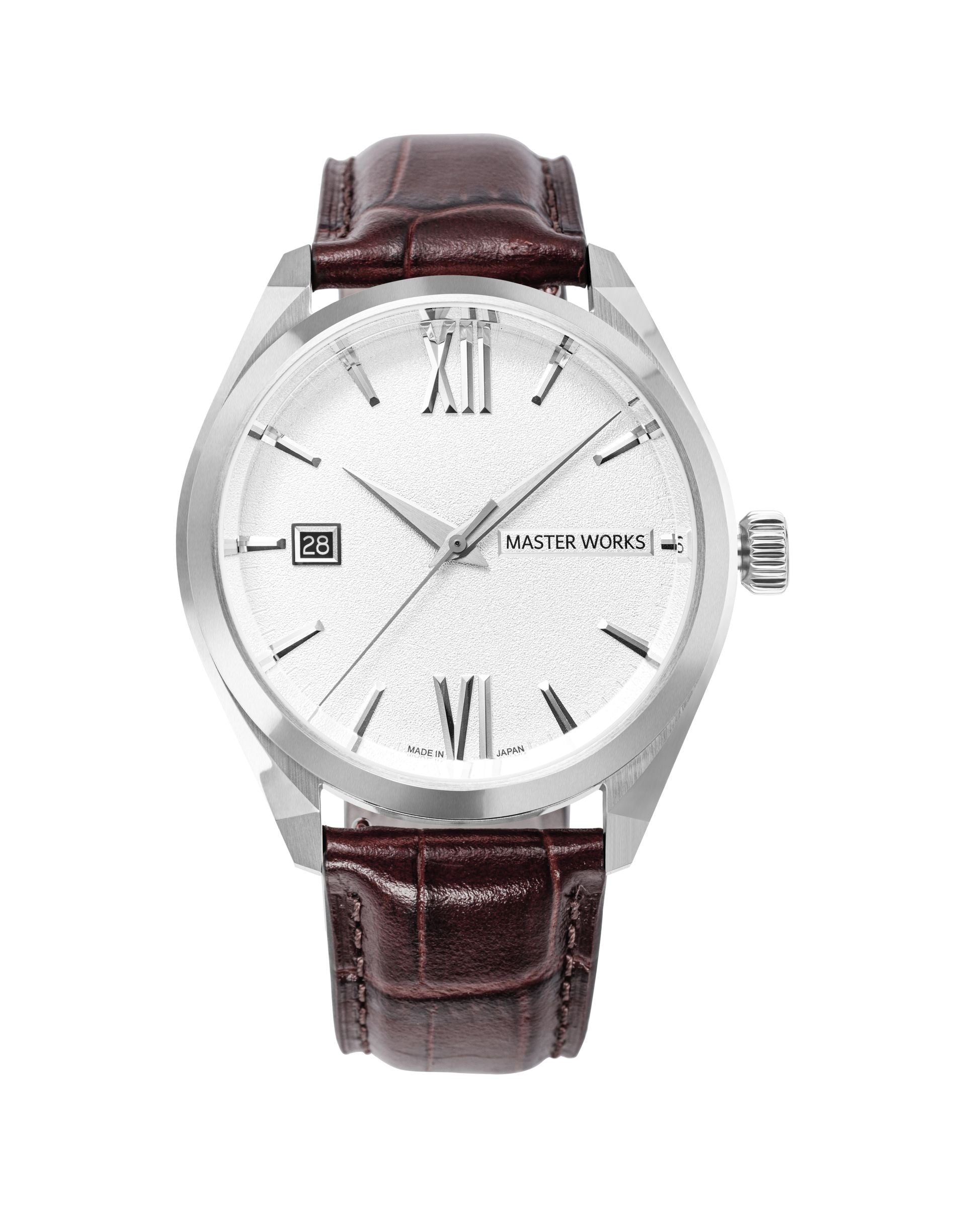 Reloj Automático MW31 - Esfera Plateada de Cuero, Correa Marrón #MW31LSWHDB