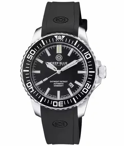 DEEPBLUE Daynight Patriot Silicon Strap, Black Dial, Blue Tubes Watch - BangOn