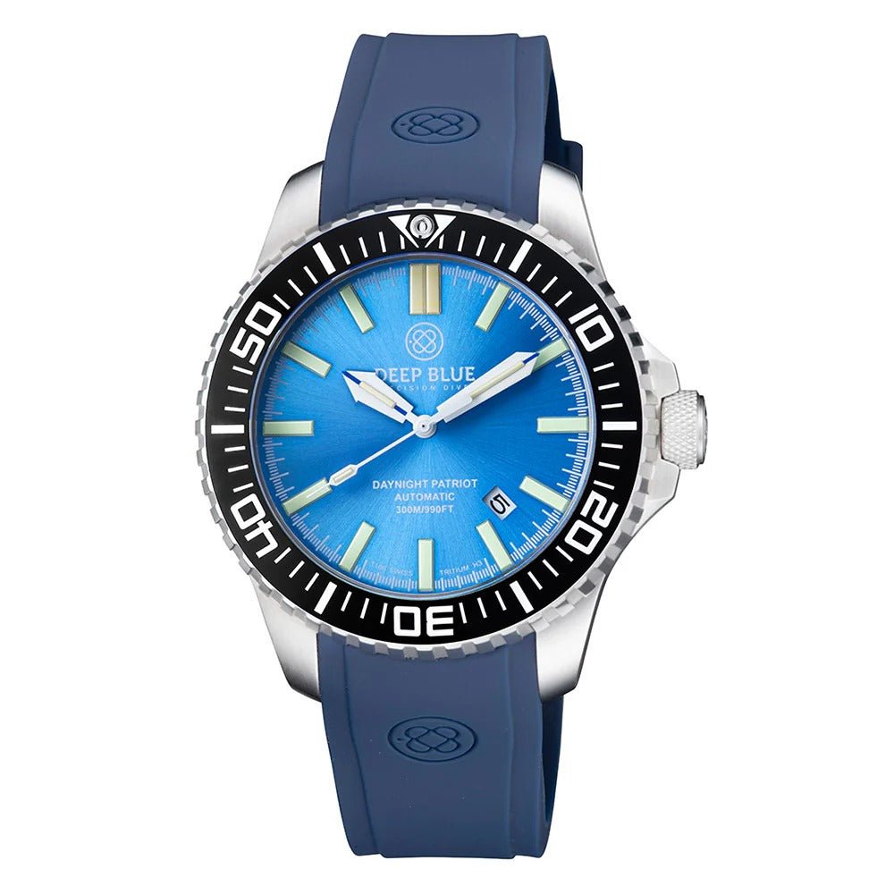 DEEPBLUE Daynight Patriot Silicon Strap, Blue D, Blue tubes Watch - BangOn