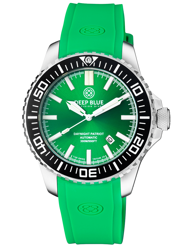 DEEPBLUE Daynight Patriot Silicon Strap, Green D, Green tubes Watch - BangOn