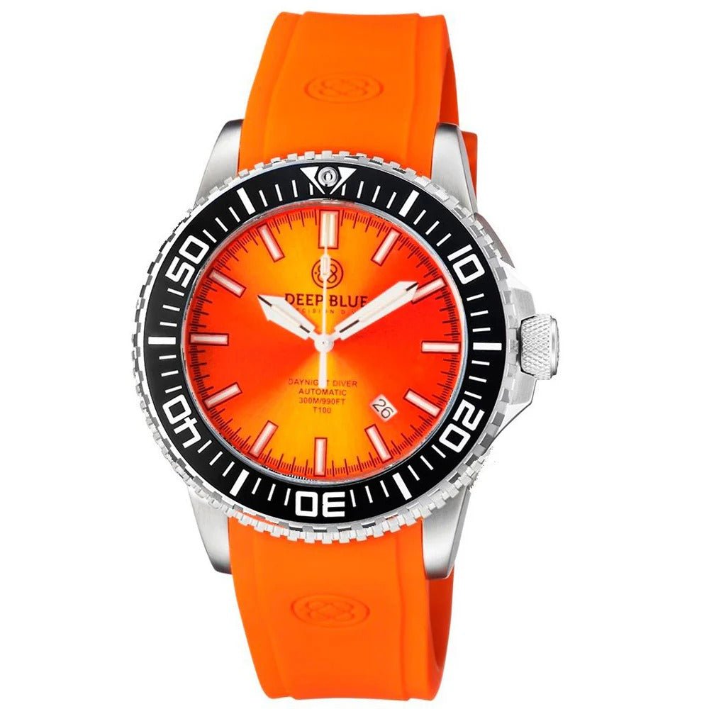 DEEPBLUE Daynight Patriot Silicon Strap, Orange D, Blue tubes Watch - BangOn