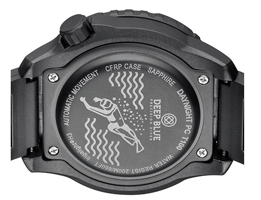 DEEPBLUE Daynight PC. Black Dial, Blue tubes Watch - BangOn