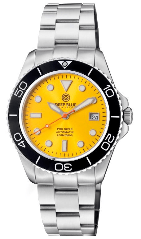 DEEPBLUE PRO DIVER 200 BRACELET YELLOW SUNRAY Watch - BangOn
