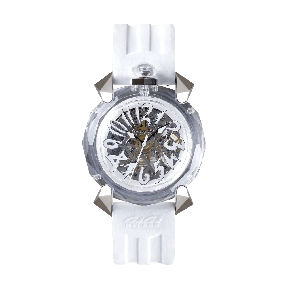 Gaga Milano Crystal 46mm White Watch - BangOn