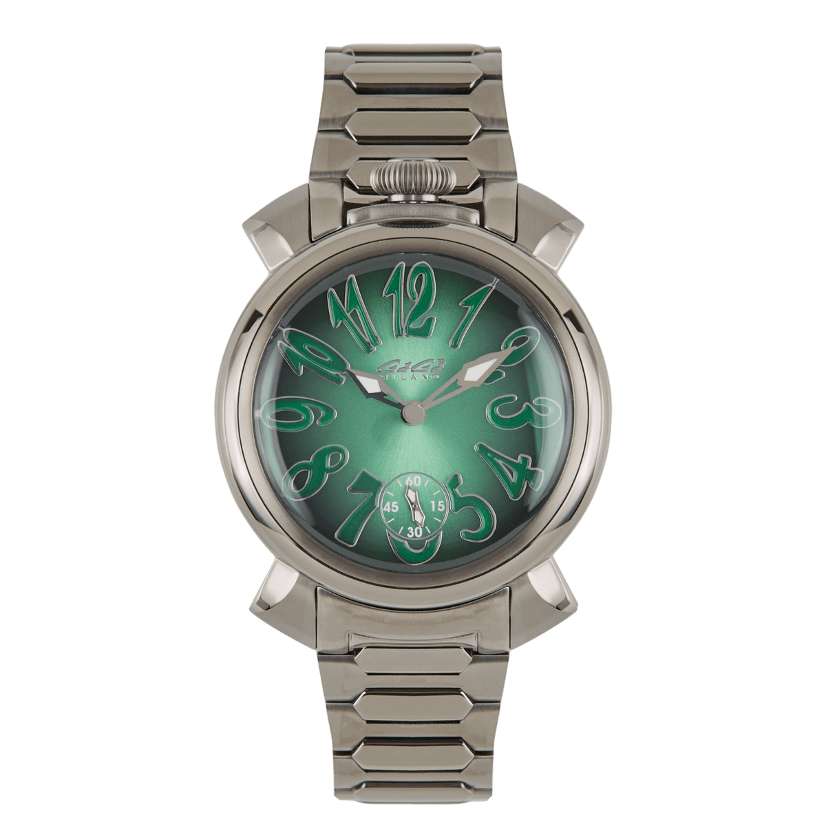 GaGa MILANO レクタングル クォーツ 腕時計 Gaga Milano 44 Skeleton Hand Winding Watch Degrade Green