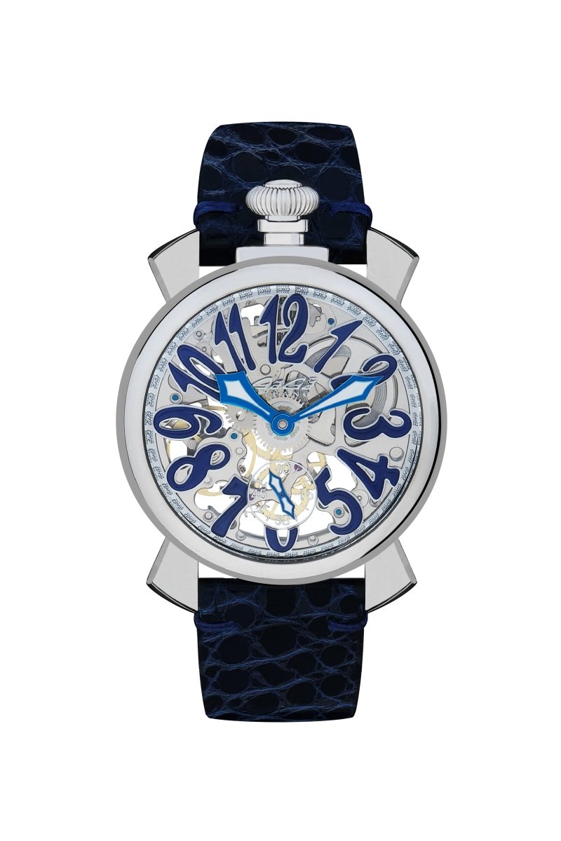 Gaga Milano Skeleton 48mm Steel Blue Watch - BangOn