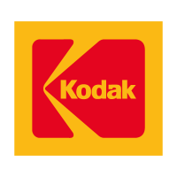 Kodak logo with red 'K' and 'Kodak' text on a yellow background