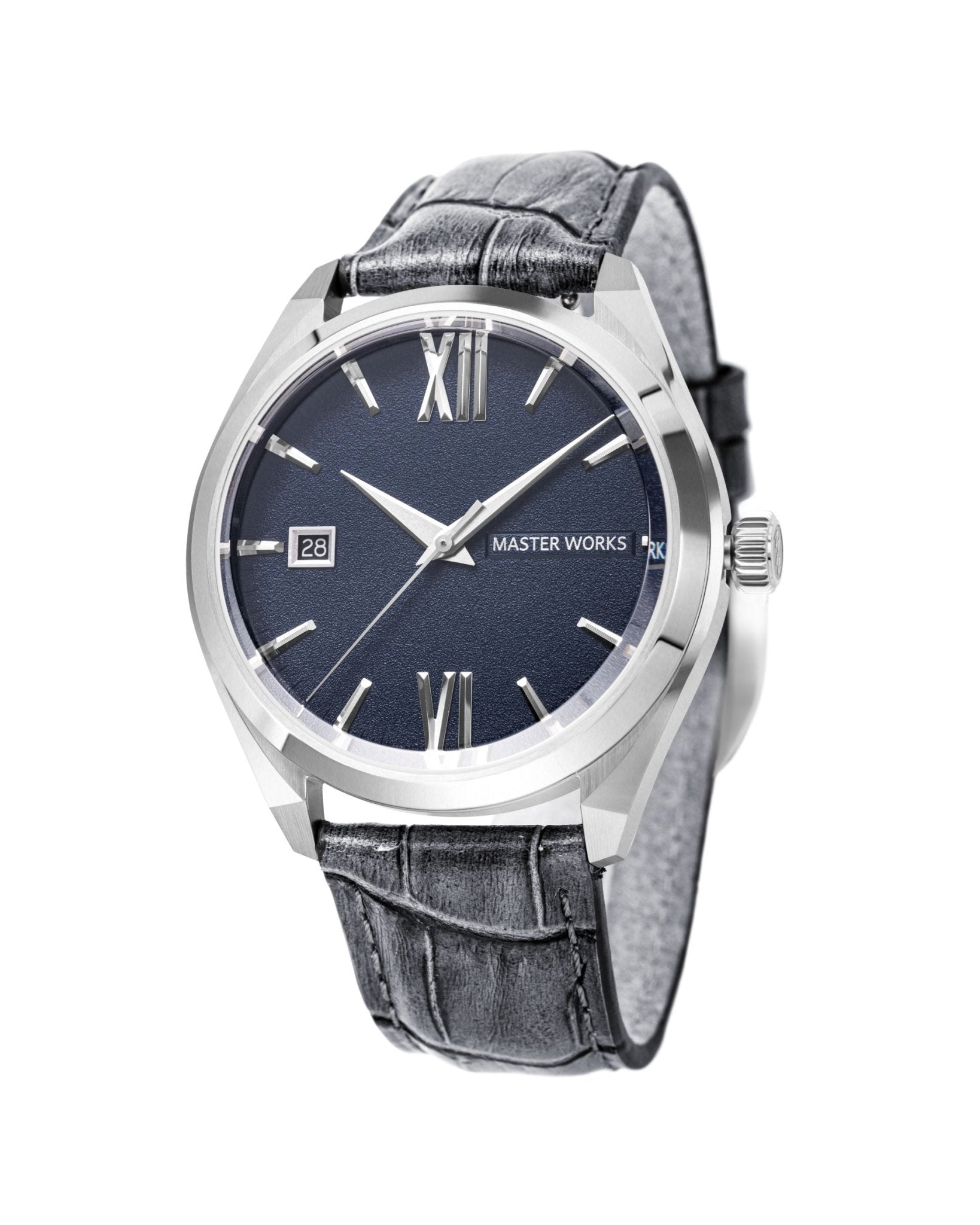 MW31 Automatic Watch - Leather Blue Dial D. Grey Strap - BangOn