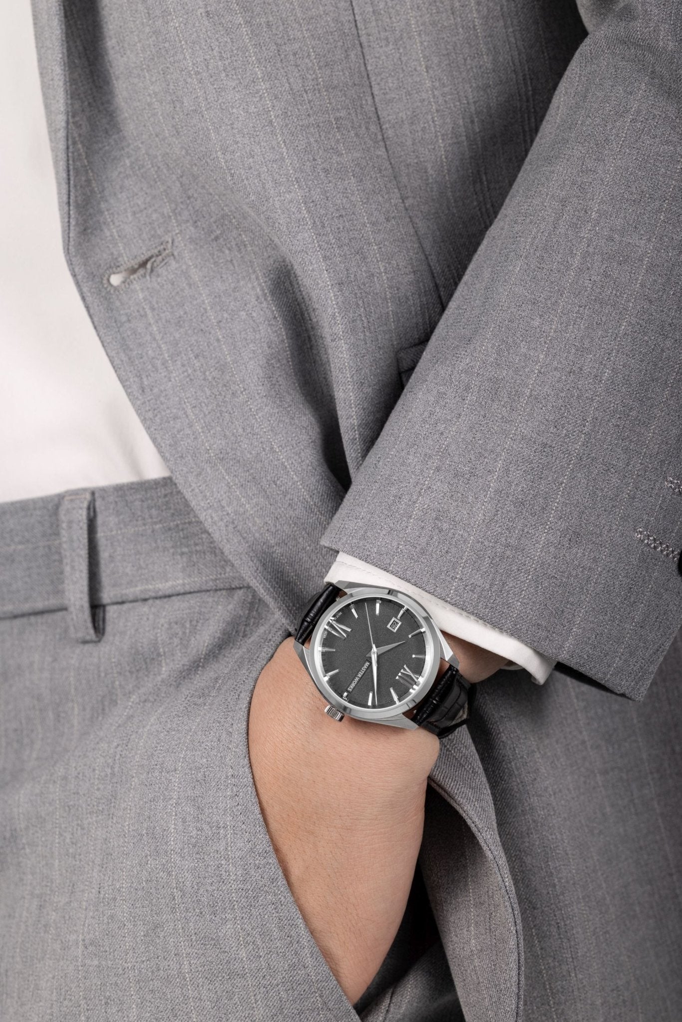MW31 Automatic Watch - Leather Dark Gun Dial Black strap - BangOn