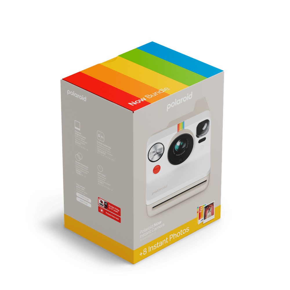 Polaroid Now Generation 3 Starter EB Set - Pebble White Instant Camera - BangOn