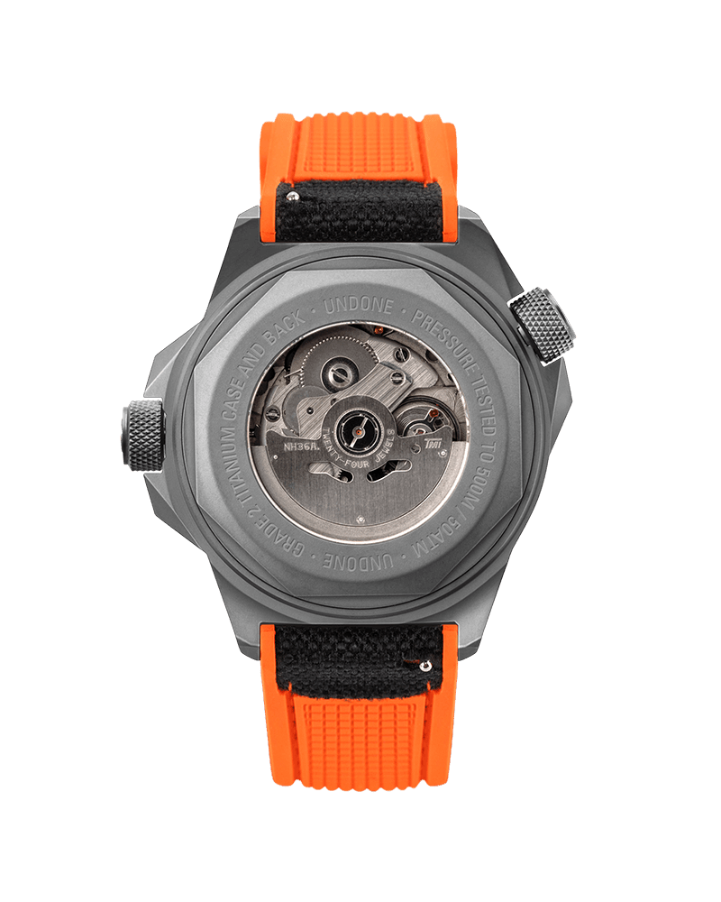 Undone AquaLume Automatic Watch - Orange & Black Strap - BangOn