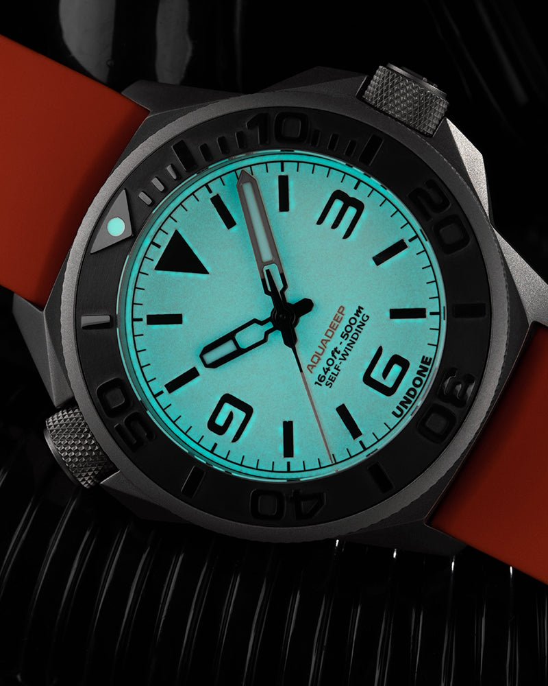 Undone AquaLume Automatic Watch - Orange Rubber - BangOn