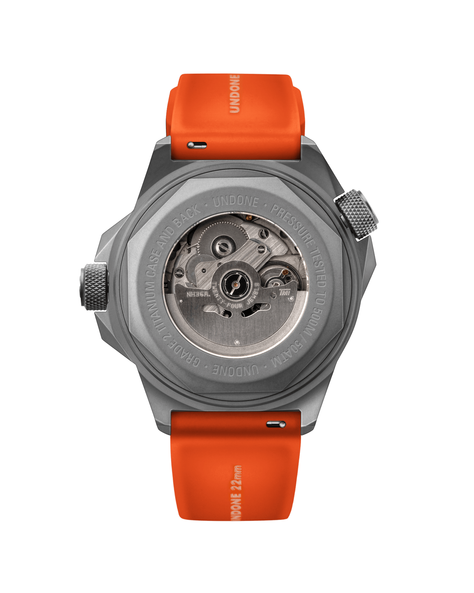 Undone AquaLume Automatic Watch - Orange Rubber - BangOn